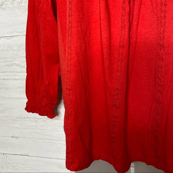 Ralph Lauren Off Shoulder Blouse Women Peasant Long Sleeve Embroidered Medium - Picture 7 of 10